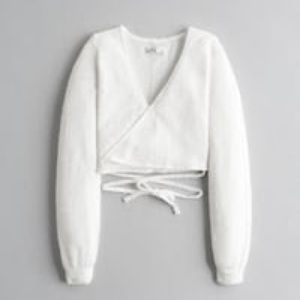 HOLLISTER WHITEMULTI-WAY EYELASH WRAP TOP WHITE